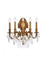  9605W21FG/RC - Monarch 5 Light French Gold Wall Sconce Clear Royal Cut Crystal