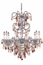  9710D29PW-GT/SS - Athena 10 light Pewter Chandelier Golden Teak (Smoky) Swarovski® Elements Crystal