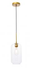  LD2276BR - Collier 1 light Brass and Clear glass pendant