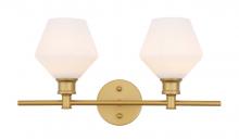  LD2313BR - Gene 2 light Brass and Frosted white glass Wall sconce