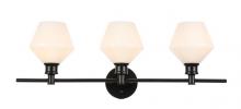  LD2317BK - Gene 3 light Black and Frosted white glass Wall sconce