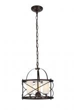  LD5013D16DCB - Wren Collection Pendant D15.8 H17.3 Lt:3 Dark Copper Brown and frosted white Finish