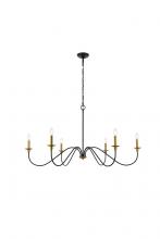 Elegant LD5056D48BRB - Rohan 48 Inch Chandelier in Matte Black and Brass