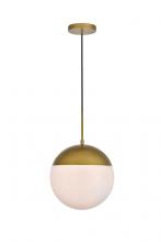  LD6042BR - Eclipse 1 Light Brass Pendant with Frosted White Glass