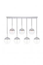  LD6089C - Eclipse 7 Lights Chrome Pendant with Clear Glass