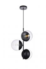  LD6123BK - Eclipse 3 Lights Black Pendant with Clear Glass