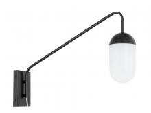  LD6175BK - Kace 1 light Black and frosted white glass wall sconce