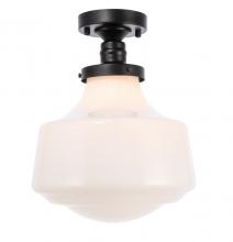  LD6243BK - Lyle 1 light Black and frosted white glass Flush mount