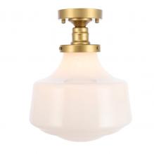  LD6245BR - Lyle 1 Light Brass and Frosted White Glass Flush Mount