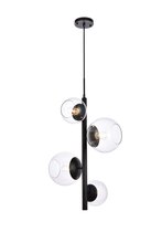  LD654D18BK - Wells 18 Inch Pendant in Black with Clear Shade