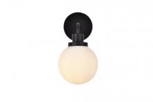  LD7030W8BK - Hanson 1 Light Bath Sconce in Black with Frosted Shade