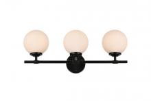  LD7301W24BLK - Ansley 3 Light Black and Frosted White Bath Sconce