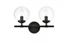  LD7302W15BLK - Ingrid 2 Light Black and Clear Bath Sconce