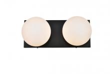  LD7303W14BLK - Jaylin 2 Light Black and Frosted White Bath Sconce