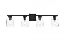  LD7310W33BLK - Kacey 4 Light Black and Clear Bath Sconce