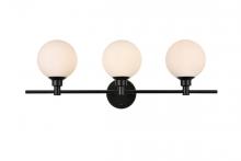  LD7317W28BLK - Cordelia 3 Light Black and Frosted White Bath Sconce