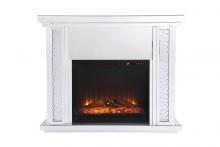  MF9901-F1 - 47.5 In. Crystal Mirrored Mantle with Wood Log Insert Fireplace