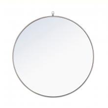  MR4066S - Metal Frame Round Mirror with Decorative Hook 42 Inch Silver Finish