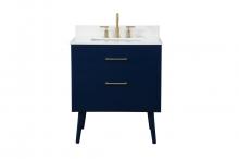  VF41030MBL-BS - 30 Inch Bathroom Vanity in Blue with Backsplash