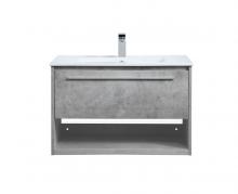  VF43030CG - 30 Inch Single Bathroom Floating Vanity in Concrete Grey