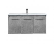  VF44040CG - 40 Inch Single Bathroom Floating Vanity in Concrete Grey