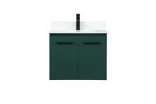  VF44524MGN-BS - 24 Inch Single Bathroom Vanity in Green with Backsplash