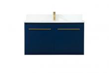  VF44536MBL-BS - 36 Inch Single Bathroom Vanity in Blue with Backsplash