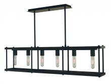  5536 MBLACK - 6-Light Matte Black Industria Island Chandelier