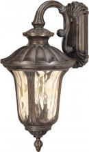  60/2002 - 3-Light Large Outdoor Wall Lantern (Arm Down) in Fruitwood Finish and Amber Water Glass