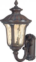  60/2003 - 2-Light Medium Outdoor Wall Lantern (Arm Up) in Fruitwood Finish and Amber Water Glass