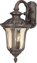  60/2004 - 2-Light Medium Outdoor Wall Lantern (Arm Down) in Fruitwood Finish and Amber Water Glass