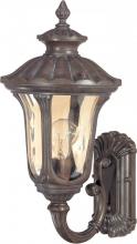  60/2005 - 1-Light Small Outdoor Wall Lantern (Arm Up) in Fruitwood Finish and Amber Water Glass