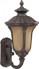  60/3903 - 1-Light Medium Outdoor Wall Lantern (Arm Up) with Photocell in Fruitwood Finish with Sienna Glass