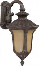  60/3906 - 1-Light Small Outdoor Wall Lantern (Arm Down) with Photocell in Fruitwood Finish with Sienna Glass