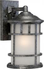  60/5632 - 1-Light 8" Outdoor Wall Fixture in Aged Silver Finish with Frosted Seed Glass