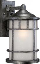  60/5633 - 1-Light 10" Outdoor Wall Fixture in Aged Silver Finish with Frosted Seed Glass