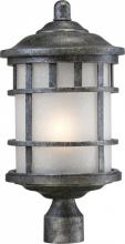  60/5635 - 1-Light Outdoor Post Fixture in Aged Silver Finish with Frosted Seed Glass