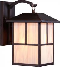  60/5672 - Tanner - 1 Light - 8" Wall Lantern with Honey Stained Glass - Claret Bronze Finish