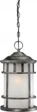  60/5734 - 1-Light 9.5" Hanging Outdoor Fixture in Aged Silver Finish and Frosted Seeded Glass