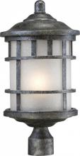  60/5735 - 1-Light 9.5" Post Mounted Outdoor Fixture in Aged Silver Finish and Frosted Seeded Glass