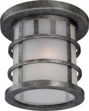  60/5736 - 1-Light 11" Flush Mounted Outdoor Fixture in Aged Silver Finish and Frosted Seeded Glass