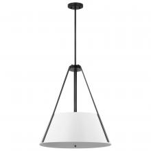  60/7697 - Brewster; 3 Light Pendant; Black Finish; White Metal Shade