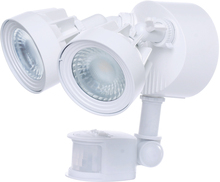  65/108 - LED Security Light; Dual Head; Motion Sensor Included; White Finish; 4000K; 2000 Lumens