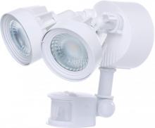  65/208 - LED Security Light; Dual Head; Motion Sensor Included; White Finish; 3000K