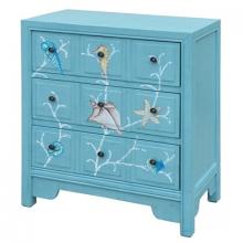  CVFZR1481 - Crestview Collection Coral Reef Aqua 3 Drawer Chest