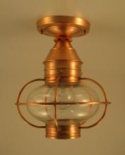  2524-AB-MED-CLR - Caged Onion Flush Antique Brass Medium Base Socket Clear Glass