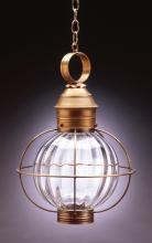 Northeast Lantern 2842-AB-MED-CSG - Caged Round Hanging Antique Brass Medium Base Socket Clear Seedy Glass