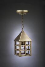 Northeast Lantern 7112-AC-MED-CSG - Pyramid Top H-Bars Hanging Antique Copper Medium Base Socket Clear Seedy Glass