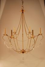  959-AB-LT6 - Hanging Antique Brass 6 Candelabra Sockets