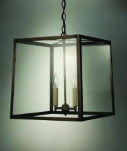 Northeast Lantern ST1415-AC-LT2-CLR - Square Trapezoid Hanging Antique Copper 2 Candelabra Sockets Clear Glass